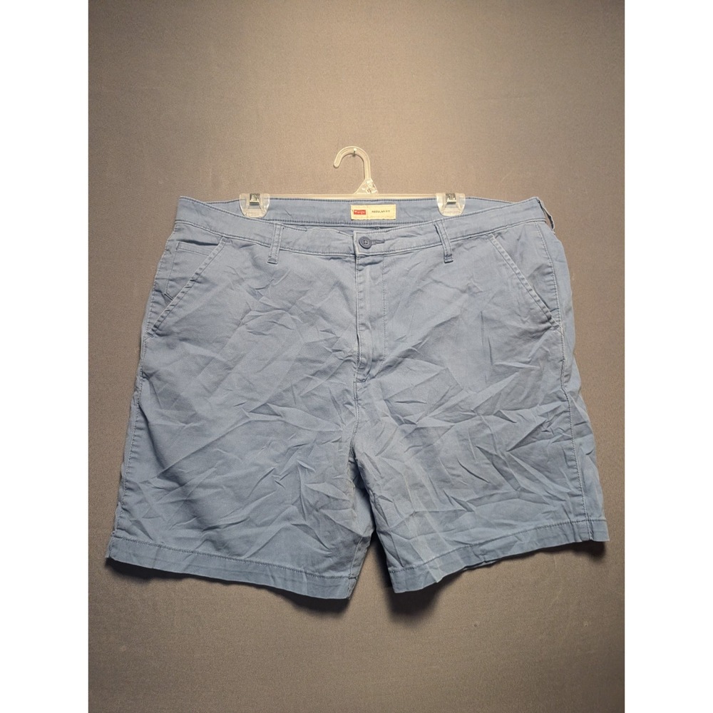 Wrangler Regular Fit Chino Shorts Mens 34 Blue Cotton Stretch Flat Front Casual